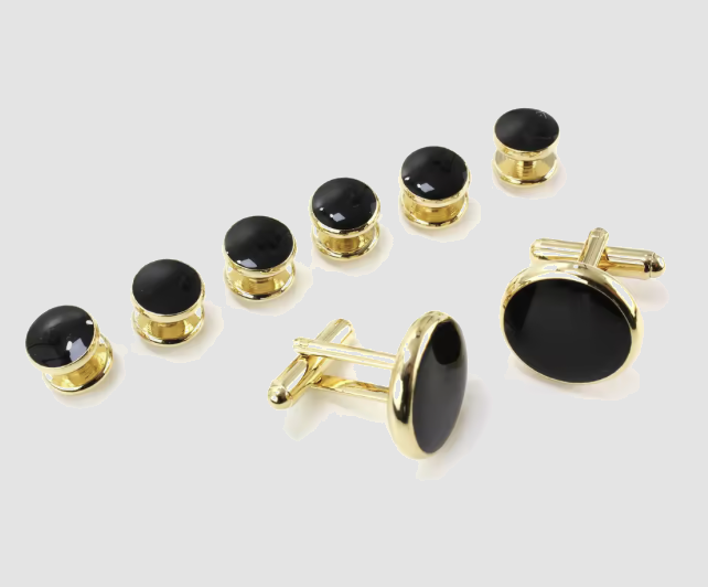 Stud & Cufflink Set — Gold & Black